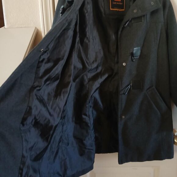 Lady Von Hart dark Grey & Black Wool Blend Toggle Coat with Snaps Size Small - Picture 5 of 7